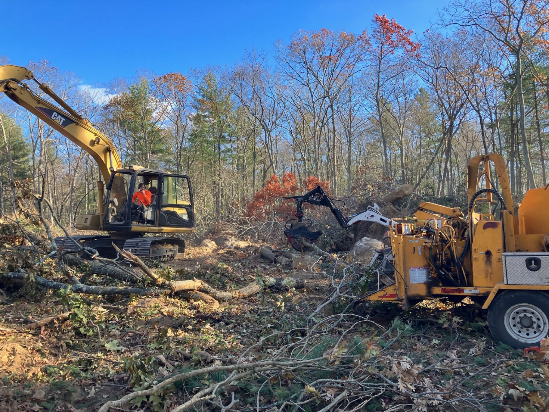 Excavator at work site